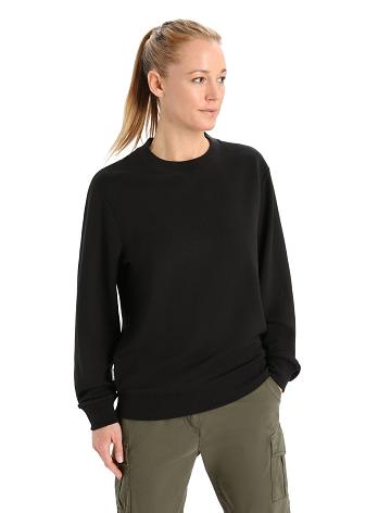 Icebreaker Merino Crush Long Sleeve Sweatshirt Női Egy darab és készlet Fekete | HU 1752YXFU